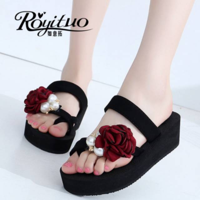 Sendal Wedges Spon Bunga SPN 02 / IB 02