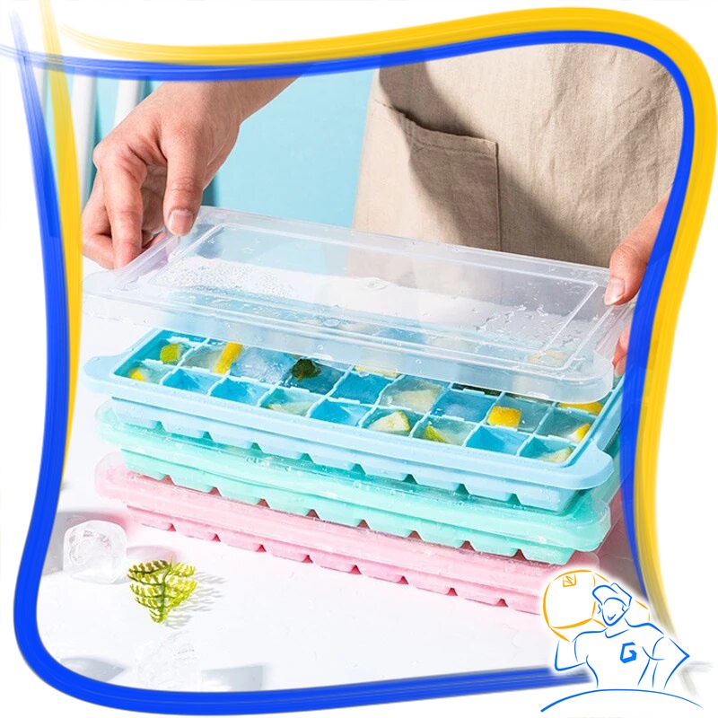 Cetakan Es Batu Puding Silikon 24 Kotak 36 Kotak Ice Cube Tray Dengan Tutup Cetakan Sirup Batu Es Cetakan Cokelat Jelly Kulkas Susun
