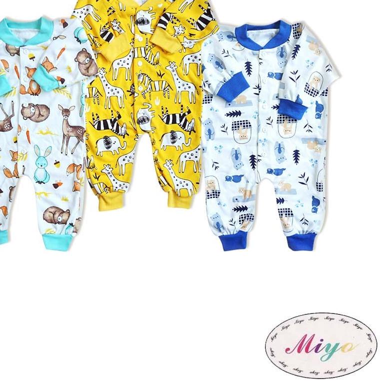 ✪ 1 Pcs Sleepsuit MIYO MOTIF Baju Kodok Panjang Buka Kaki Size Newborn (0-3 Bln) ✩