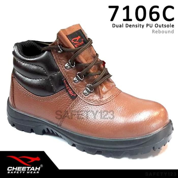 oke bgt    sepatu safety shoes cheetah 7106c brown coklat