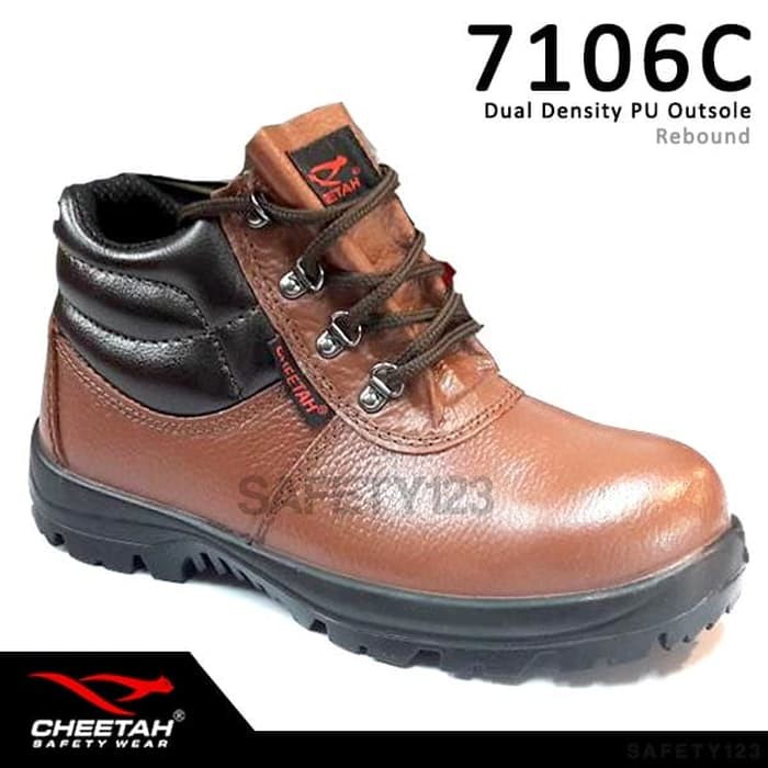 TERMURAAH Sepatu Safety Shoes Cheetah 7106C Brown Coklat - Coklat- 5 - 38 .