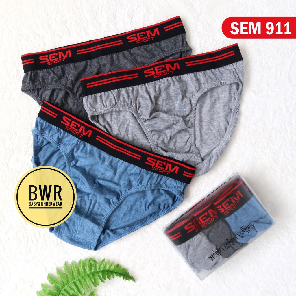 [ 3pc ] CD SEM Sport 911 Mika / Celana Dalam Pria Karet Boxer