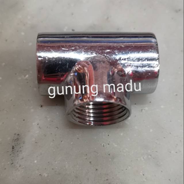 TEE BESI CHROME 1/2" DRAT DALAM/ T SAMBUNGAN