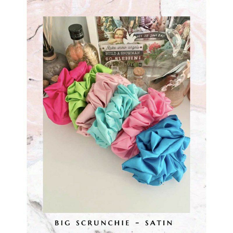 SCRUNCHIE SATIN SILK JEPANG Ikat Rambut Cepol Sanggul jilbab Hijab SCRUNCHIE KOREA BIG JUMBO CIPUT CEPOL HIJAB IKAT