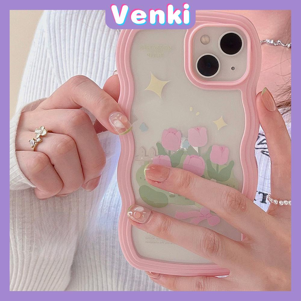 iPhone Case Candy Color Wave 2-in-1 Silicone Soft Case Airbag Shockproof Protection Camera Pink Flowers Compatible For iPhone 11 Pro Max 13 Pro Max 12 Pro Max 7Plus xr XS Max