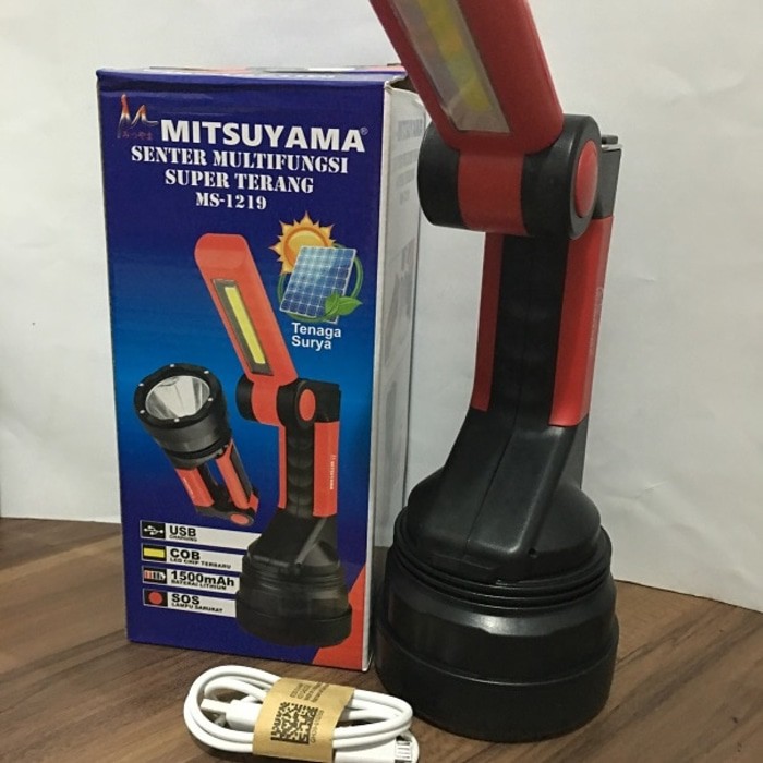 Senter 3W Multifungsi Super Terang MS1219 Mitsuyama COB 10W Lampu SOS