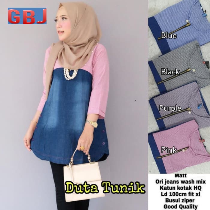 ATASAN DUTA TUNIK PINK PURPLE BLACK BLUE GBM