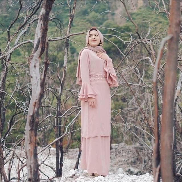 Barika Dress - Soft Pink Nude size M by Herways_id (Ready Stock) | Shopee Indonesia