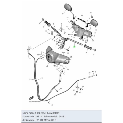 STANG STIR FAZZIO FAZIO ASLI ORI YAMAJA BEJ F6110 00