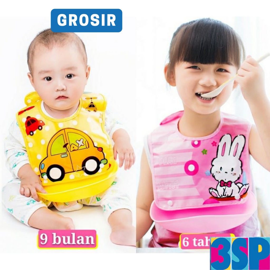 3SP | Celemek Bib Celemek Makan Bayi Bayi Slabber Bayi Waterproof Sleber Baby Bib Silikon Slaber