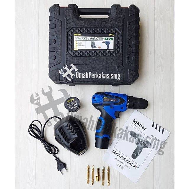 Cordless Drill - Screwdriver - Bor Baterai MOLLAR MLR-CDD35 12V 10mm