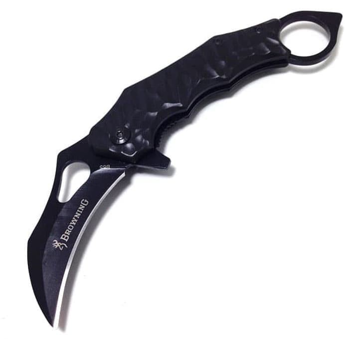 Hot Promo! PISAU LIPAT KERAMBIT BROWNING B65 BLACK FOLDING KNIFE SURVIVAL Baru!