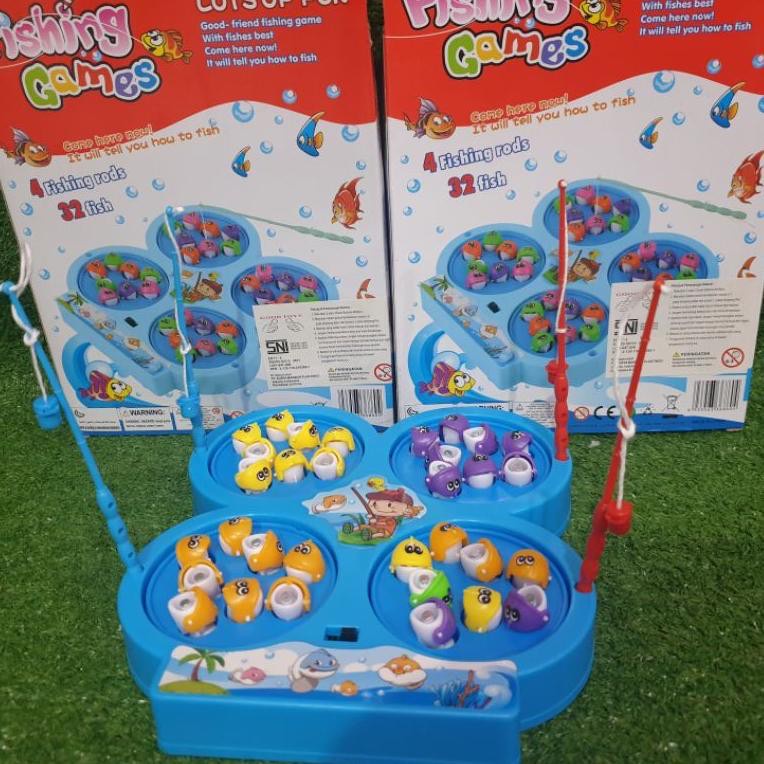 MAINAN ANAK FISHING GAMES 4 FISHING RODS 32 FISH / MAINAN MEMANCING IKAN