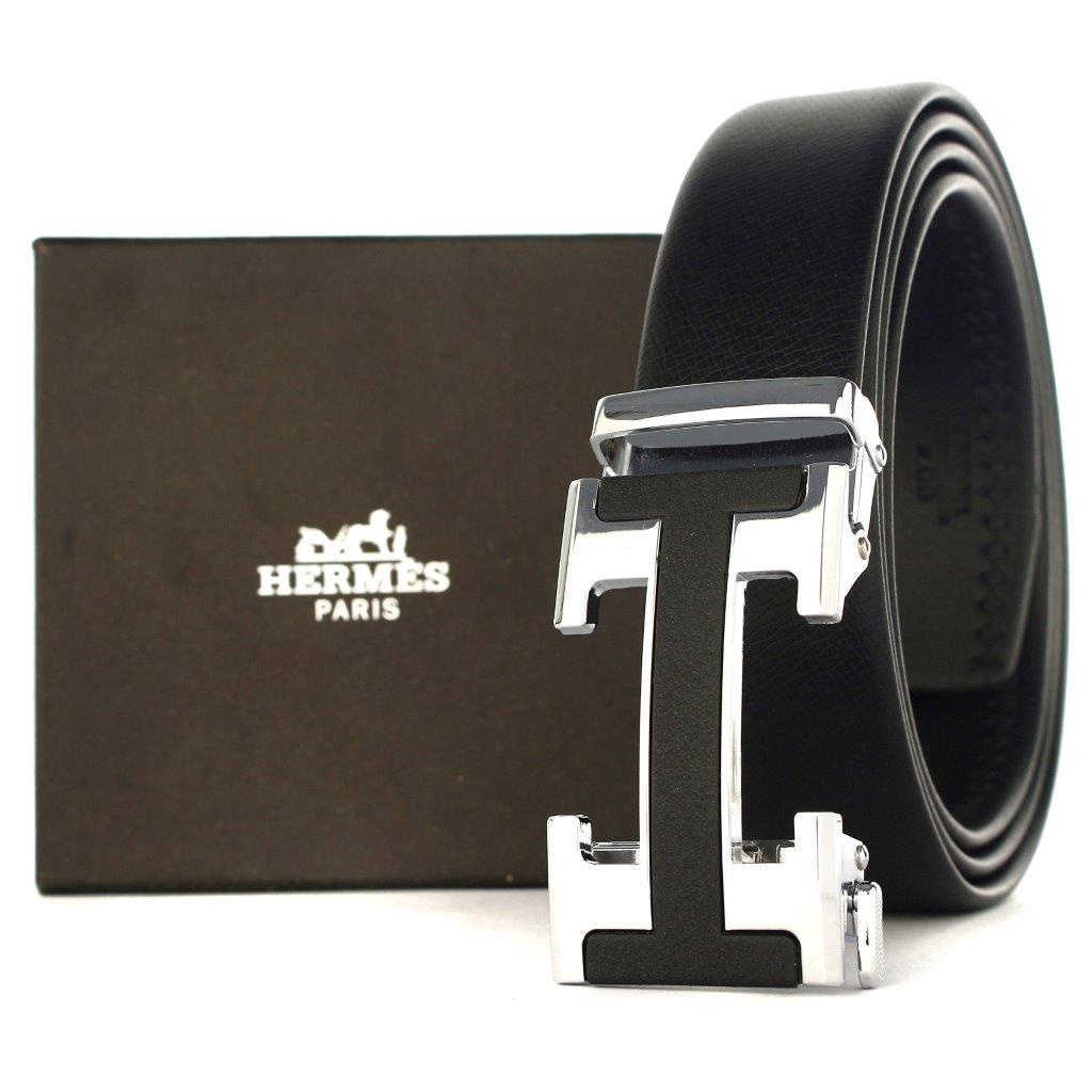 TOKOKOE - Gesper Ikat Pinggang Pria model Rel Ban Pinggang Otomatis Bahan Kulit Jumbo Size - H HZ22 Black