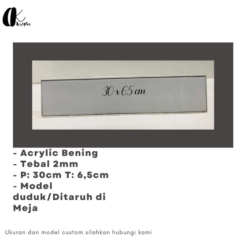 Name Desk Akrilik Papan Nama Meja Uk 30x6,5 cm