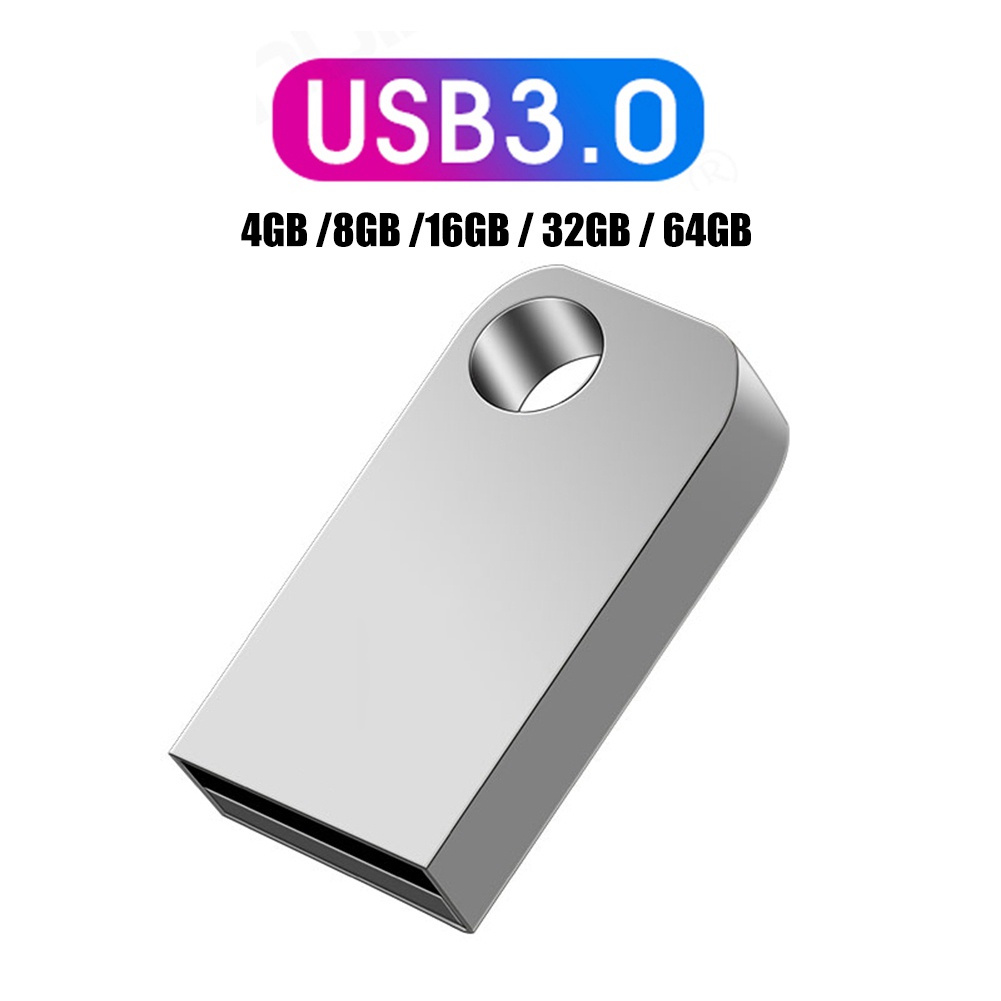 Flash Drive U Disk USB 3.0 Mini 4 / 8 / 16 / 32 / 64GB Kecepatan Tinggi Bahan Metal Untuk PC Laptop