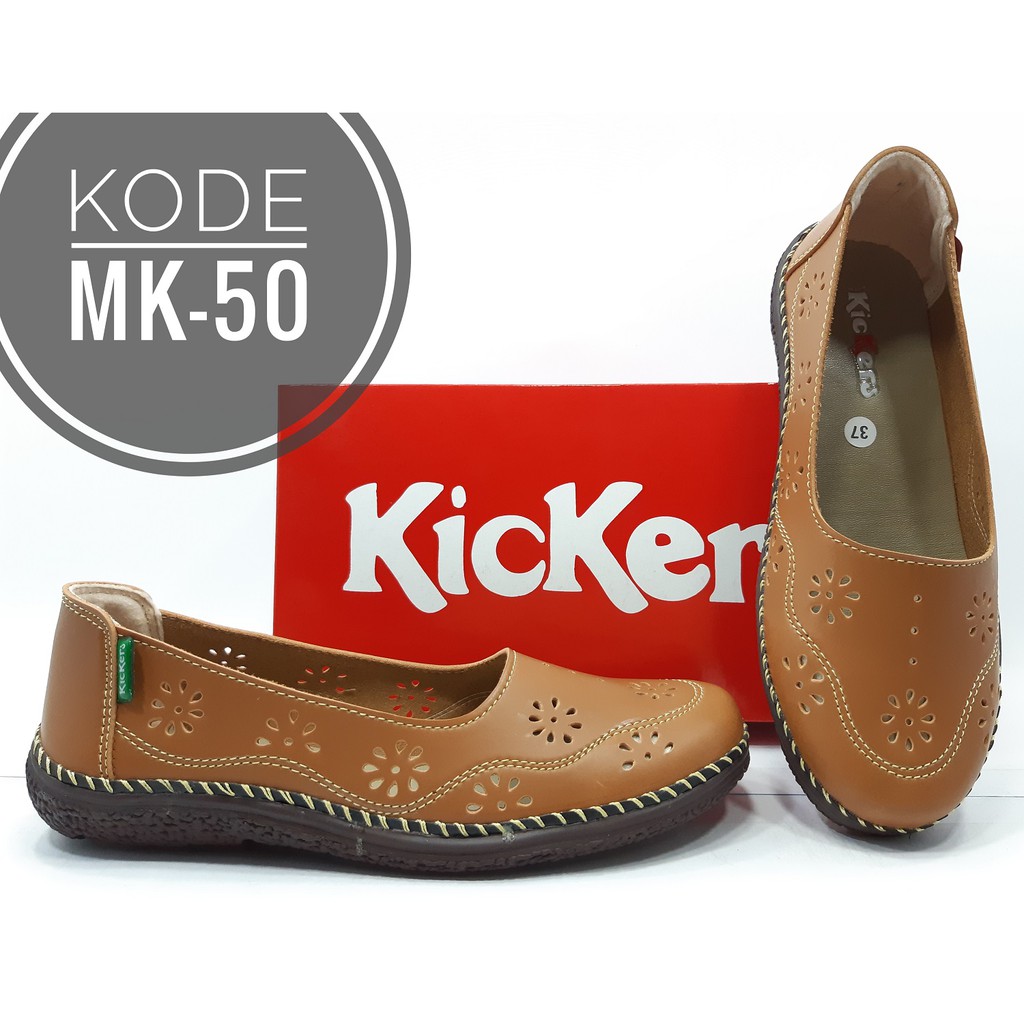 Sepatu Kickers Wanita Slip On Kode MK-50-Coklat Muda (Tan)