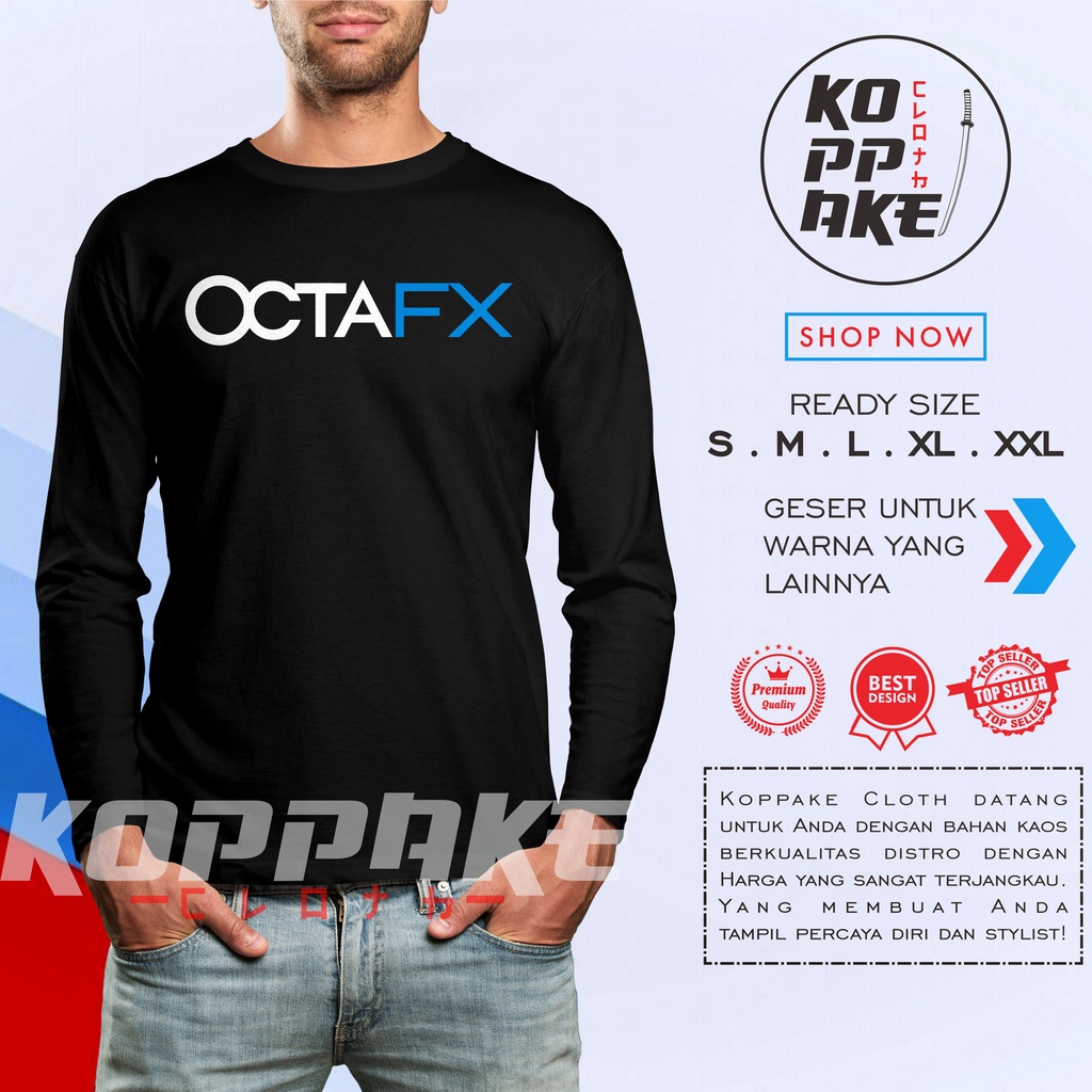Kaos Octa FX OCTAFX Logo Lengan Panjang Baju Distro