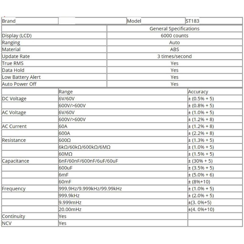 Mary ST181 Multimeter Ammeter Digital DC / AC 6000 Hitungan Untuk Mobil