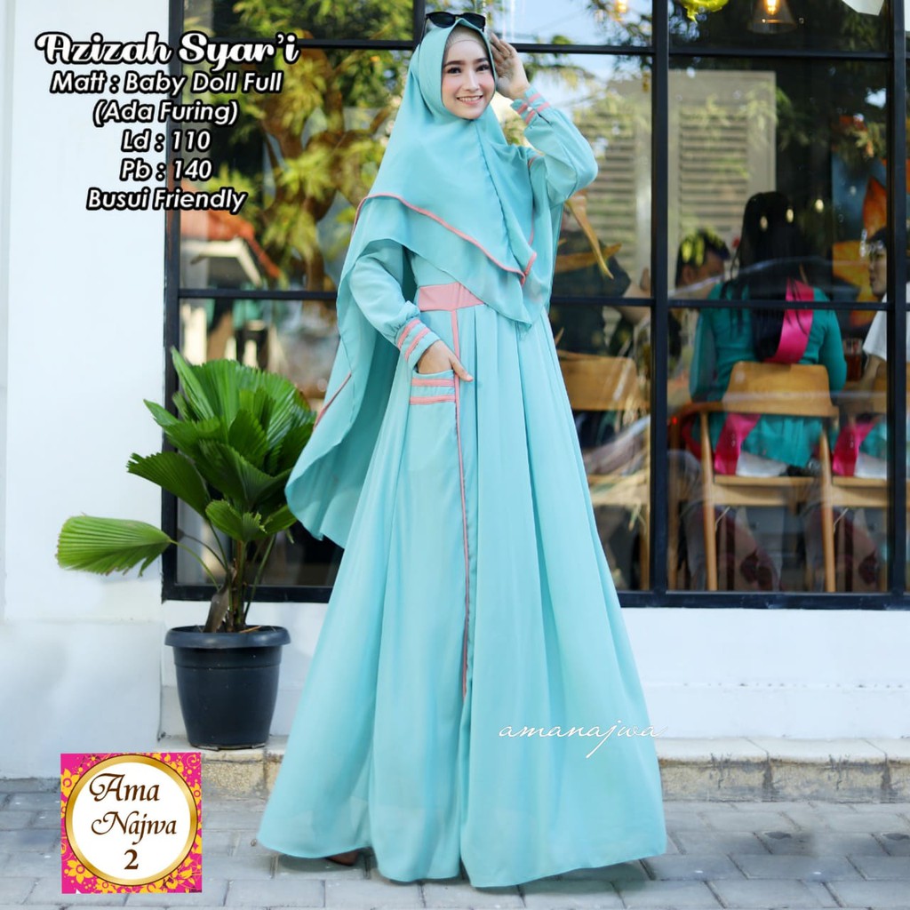 Azizah Syar'i Gamis Muslimah Busui Friendly by Ama Najwa