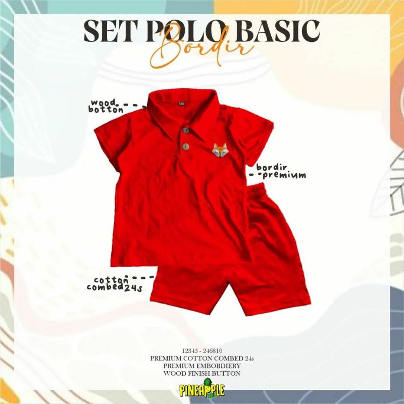 SETELAN POLO BASIC BORDIR PINEAPPLE