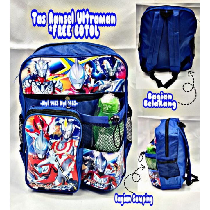 Tas Ransel Anak Laki - Laki Ultraman Gratis Botol Minum