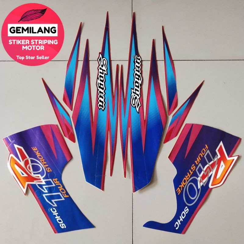 Striping Decal Polet Sticker suzuki shogun kebo 110 r 1999 2000 merah body standar berkualitas terba