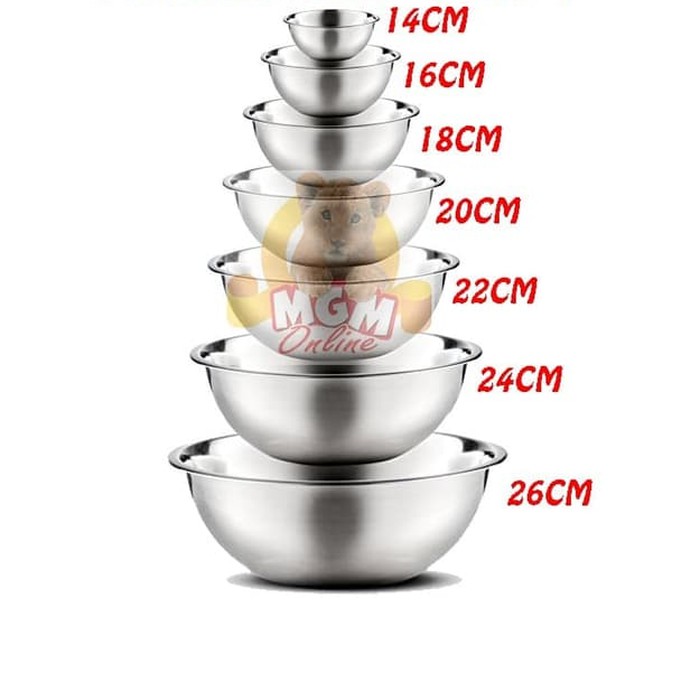 Baskom stainless 22CM TEBAL - Stainless Mixing Bowl 22cm mangkok