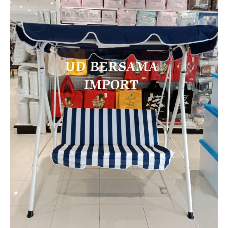 SOLEIL Kursi Ayunan 2 Dudukan/Swing Chair Stripe PutihBiru New Arrival