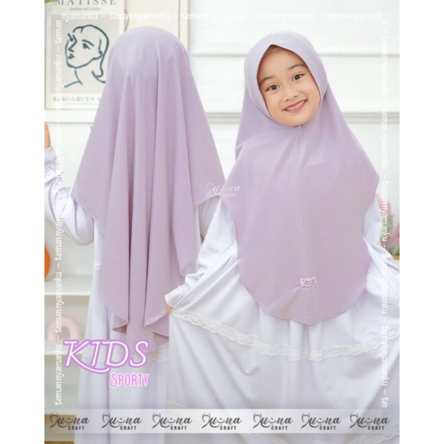 Hijab jilbab kerudung sporty anak kids instan by lubna craft