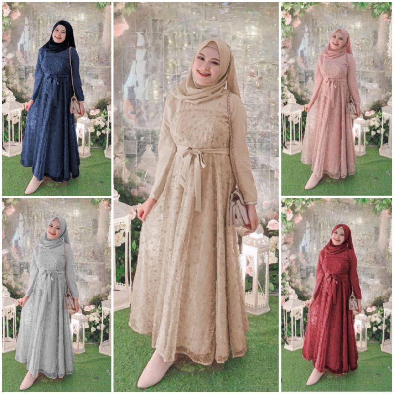 STAFA - Baju Gamis Muslim Terbaru 2021 Model Baju Pesta Wanita kekinian gaun remaja Muslimah