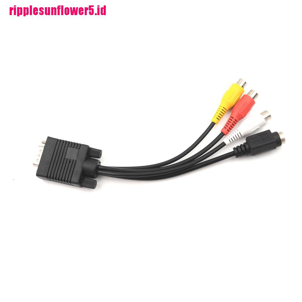 1pc Kabel Konektor Video VGA Male Ke S-Video 3 RCA Untuk Laptop PC
