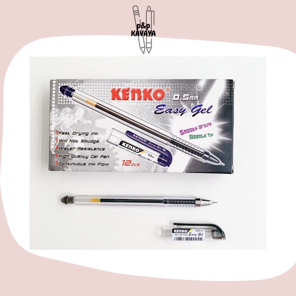 

Pulpen Pen / Pena Kenko Easy Gel 0.5 mm - Hitam Perkotak