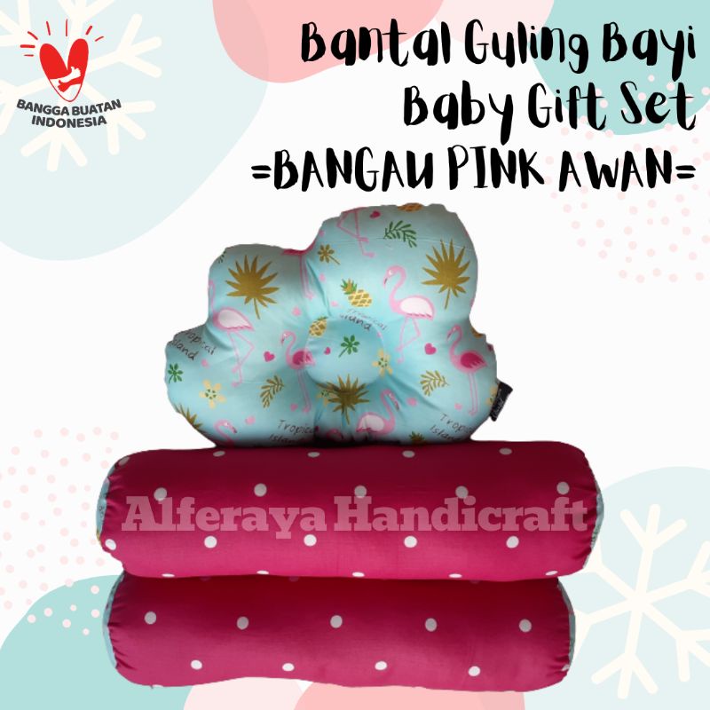 Bantal Guling Bayi / Baby Gift Set Newborn / Kado Bayi-Bangau Pink Awan