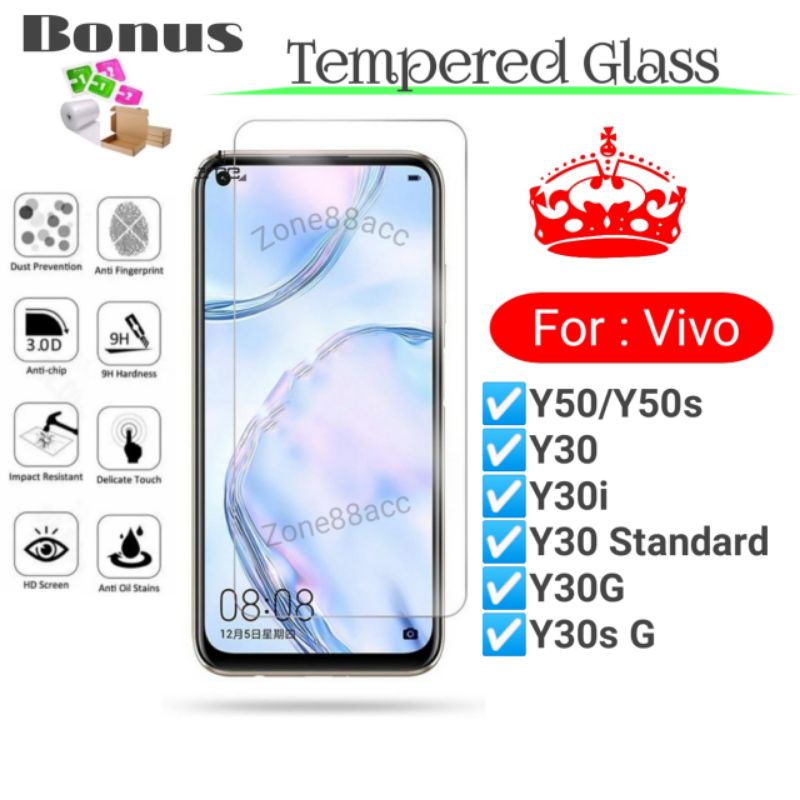 Antigores Tempered Glass Screen Guard protector Vivo Y50 Y50s Y30 Y30i Y30G Y30s Standard s i TG Bening Antiblue Spy Blue light Full Garskin Lensa Lens Pelindung Layar 9D