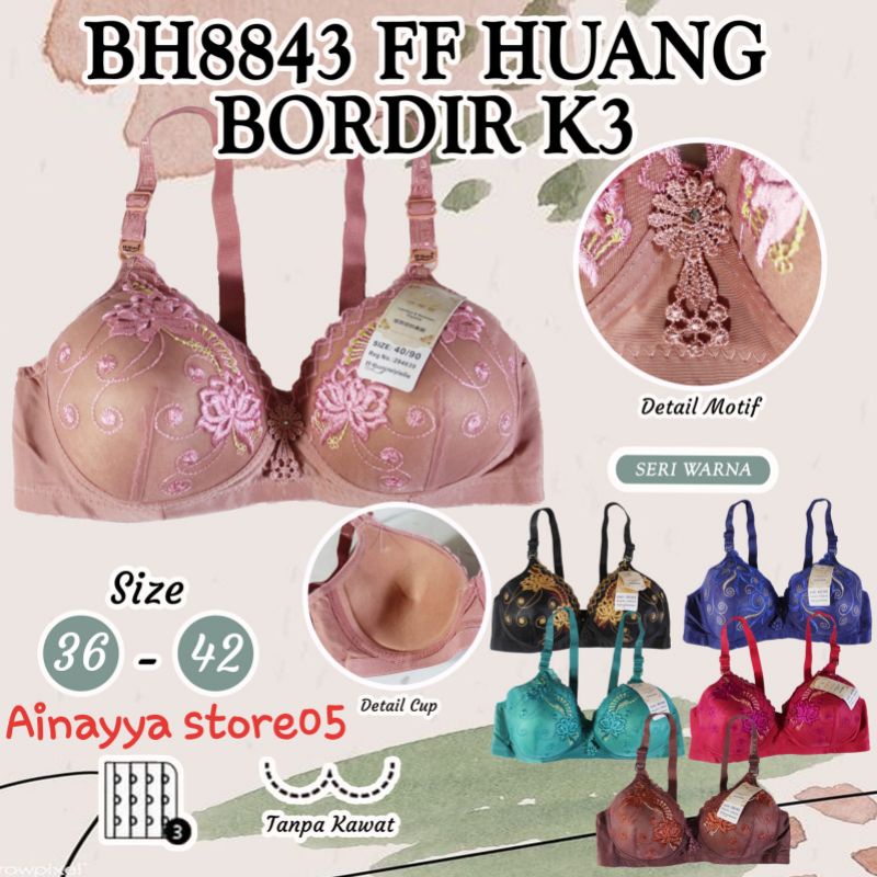 BH Wanita Motif Bordir Kait 3/Bra Busa Tanpa Kawat/FF Huang