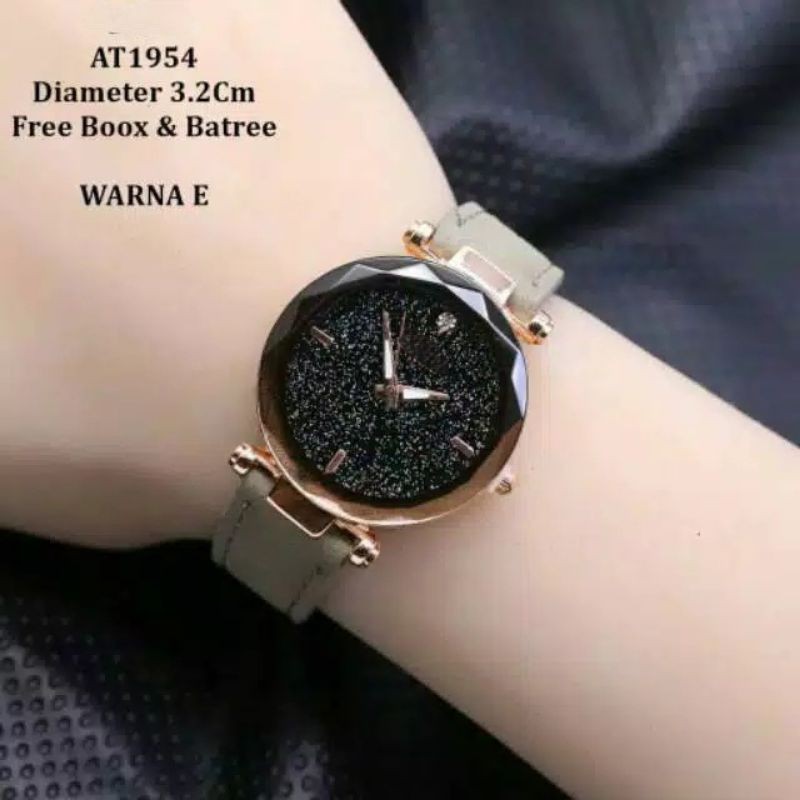 Jam Tangan Wanita  Anak Cewe Fasion Analog Diyoor Kulit Plat Glitter Manik