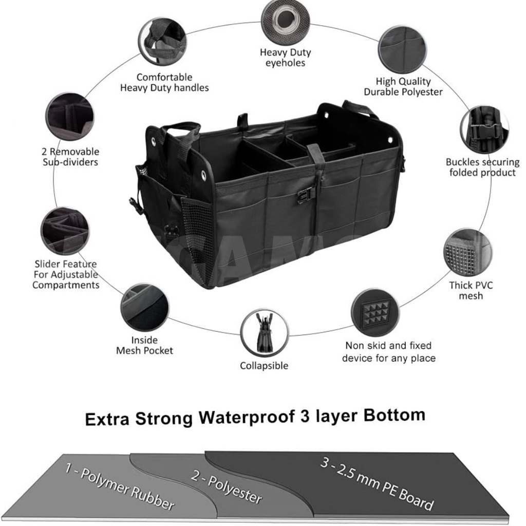 Foldable Car Trunk Organiser Waterproof Kotak Bagasi Mobil Foldable