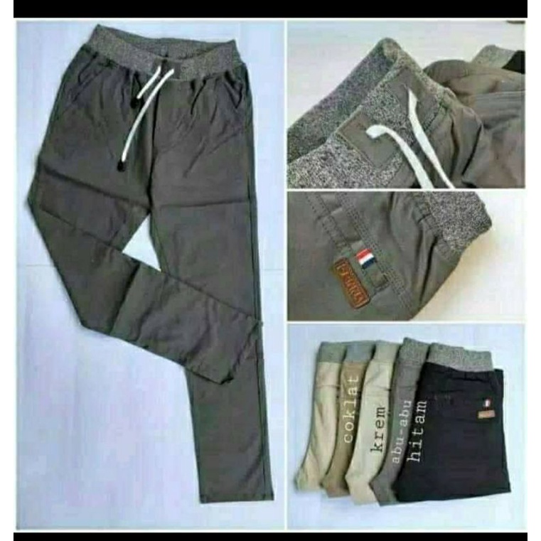 chinos kolor rib panjang pria