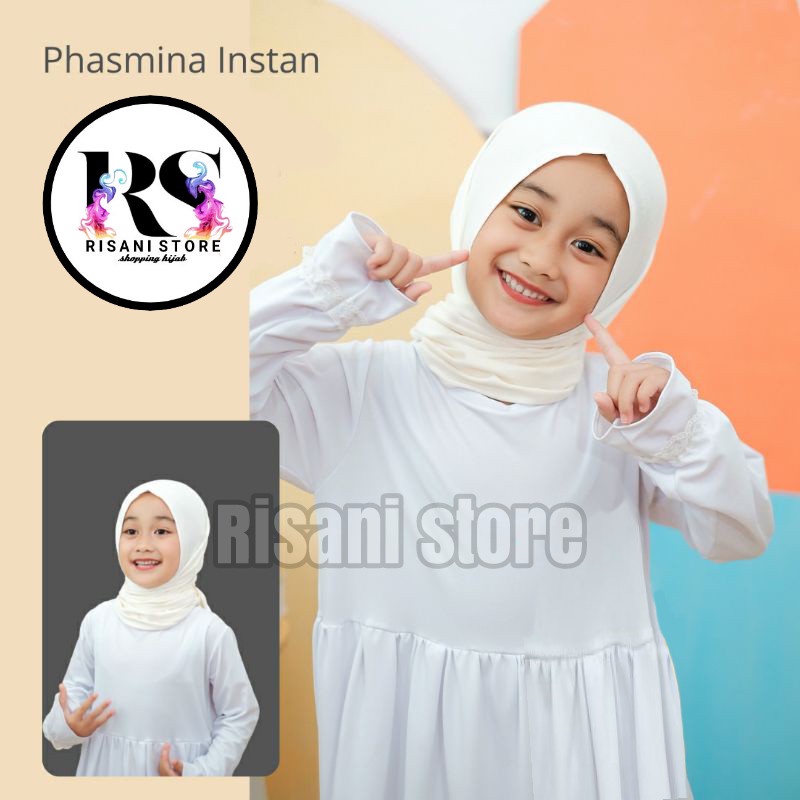 hijab anak pasmina instan warna putih/jilbab pastan jersey / kerudung anak perempuan