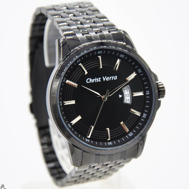 Jam Tangan Couple Christ Verra 71110G Black & Gold Rantai Original Murah