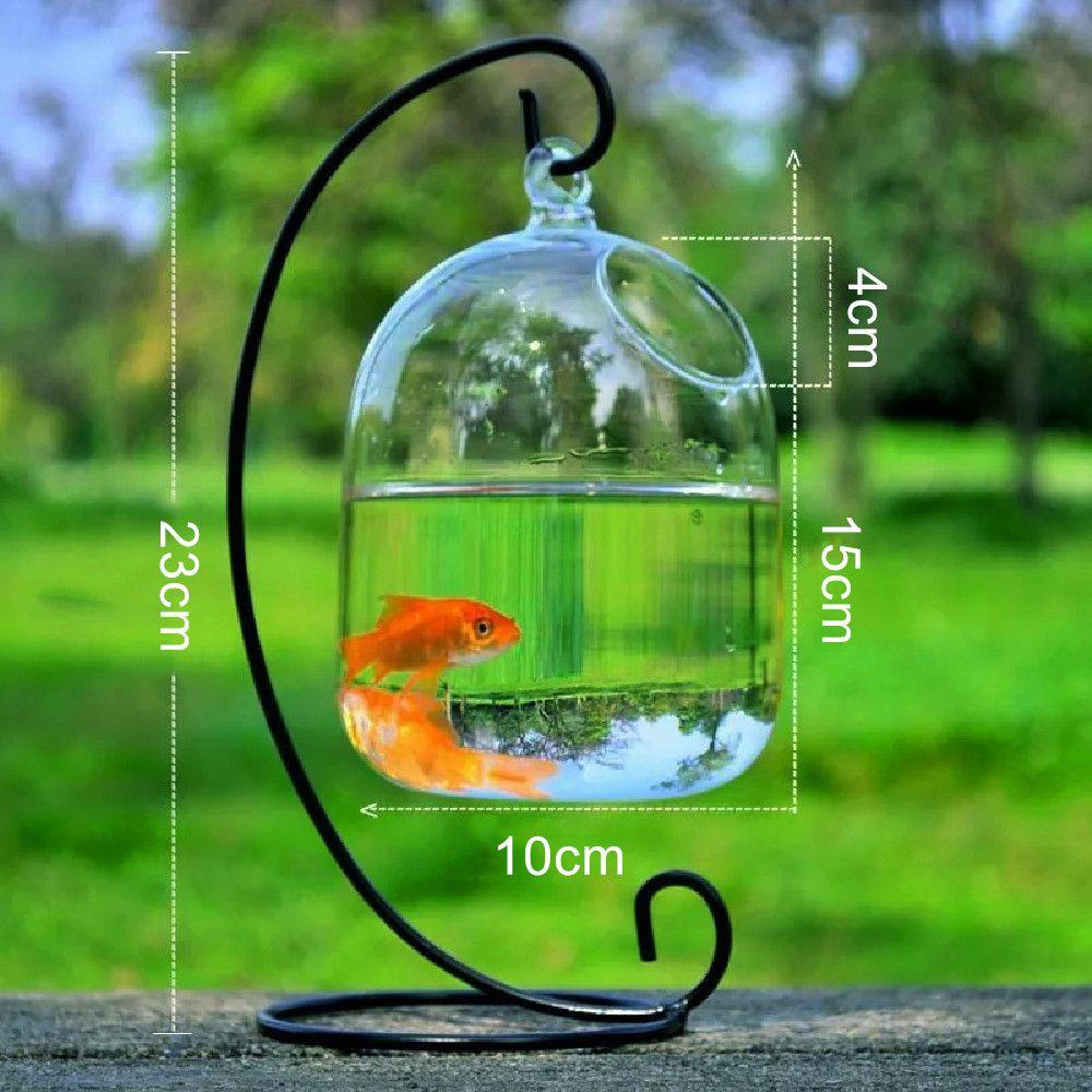 Solighter Fish Tank Hidroponik Hiasan Gantung Kaca Fish Tank Mini