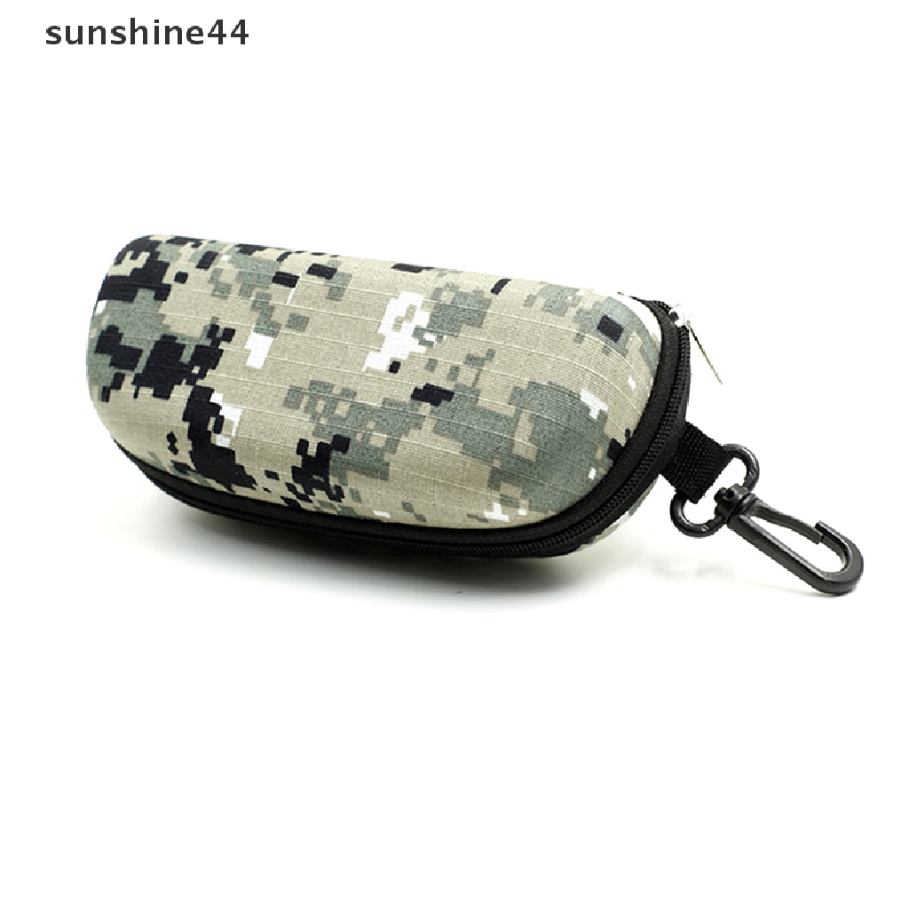 Sunshine Kotak Kacamata Hitam Portable Motif Camo Dengan Resleting Untuk Outdoor