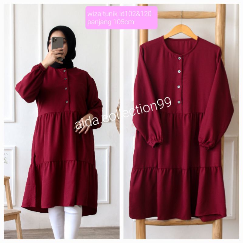 TUNIK JUMBO/TUNIK WIZA/BIG SIZE LD120&amp;LD102/ATASAN JUMBO/TUNIK HIJAB/ATASAN HIJAB/TUNIK TERLARIS/TUNIK HIJAB/TUNIK MUSLIM/BUSUI&amp;BUMIL/KERUT FULL KELILING/MIDI DRESS/COD!!!