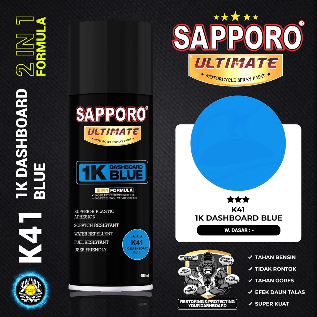 SAPPORO ULTIMATE K41 1K DASHBOARD BLUE WARNA BIRU DASBOR ASLI PABRIK CAT SEMPROT 400 ML COATING 9804