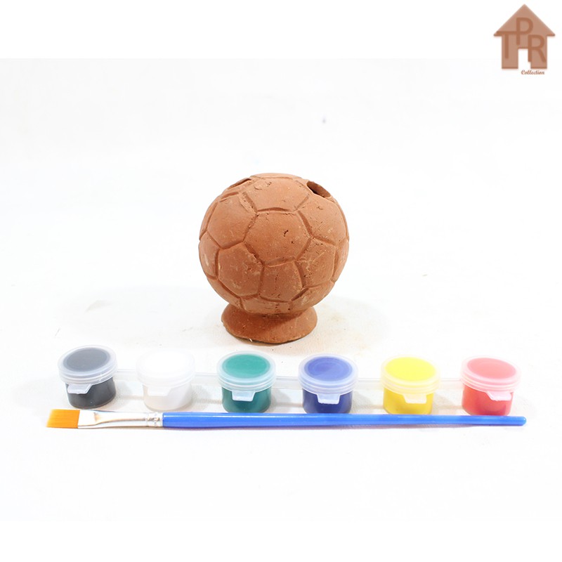 DIY - Mewarnai Tanah Liat Bola Pensil + Cat 6-12 Warna + 1-2 x Kuas.