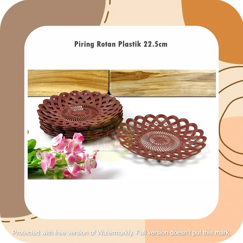 Piring Anyam Coklat/Piring Rotan Plastik Coklat