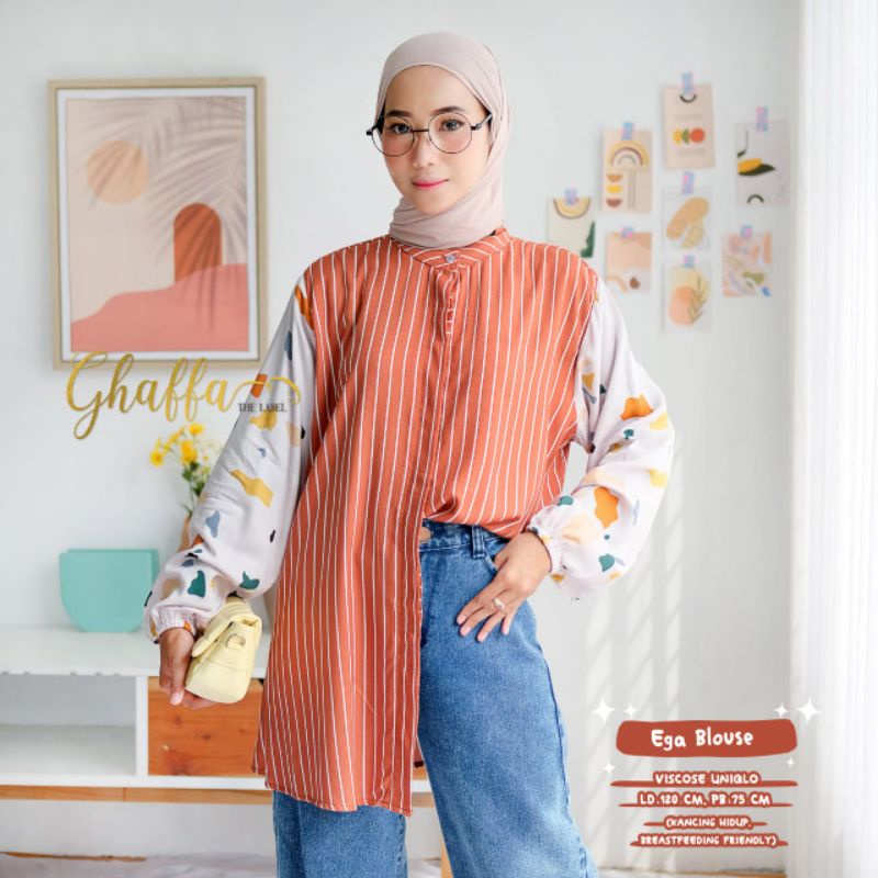 Blouse motif salur Ega Blouse by ghaffa the label