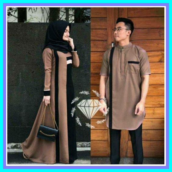 Baju Couple Kapel Gamis Kemeja Batik Kejora Pria Wanita Suami Istri Pesta Lebaran Mewah Elegan Moder