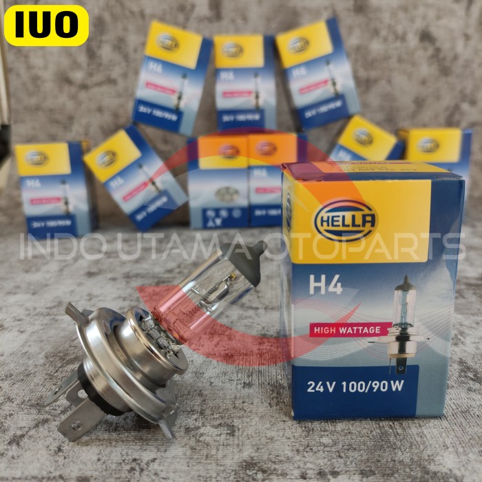 Bohlam lampu halogen Hella H4 P43T 24V 100/90W HELLA